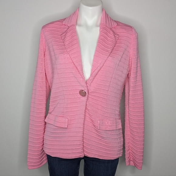 Misook Pink Textured Single Button Professional Sweater Jacket S - Picture 1 of 10